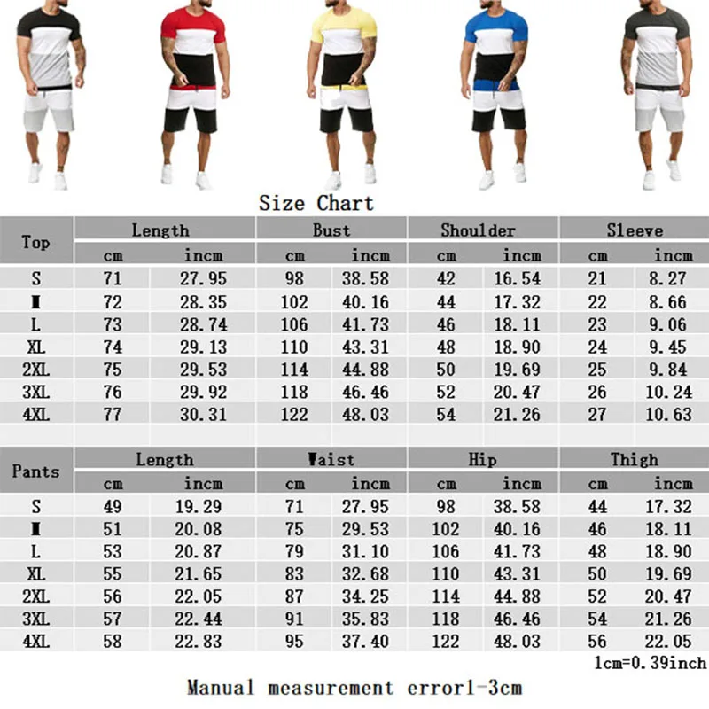 

Summer 2 Piece Sporting Suits Short Sleeve Quick Drying Men's 2-piece Summer T-shirt and Shorts Sportswear Men Set Fitness Suit