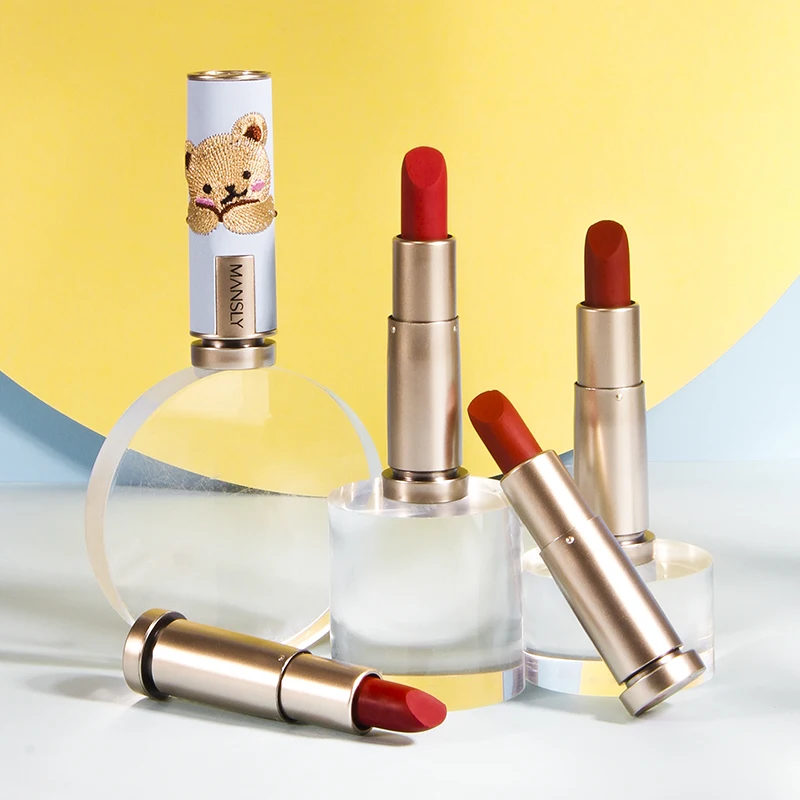 

Lovely Milk Bear Velvet Matte Embroidery Lipstick Smooth Long Lasting Easy to Wear Waterproof Moisturizing Lip Makeup Cosmetics