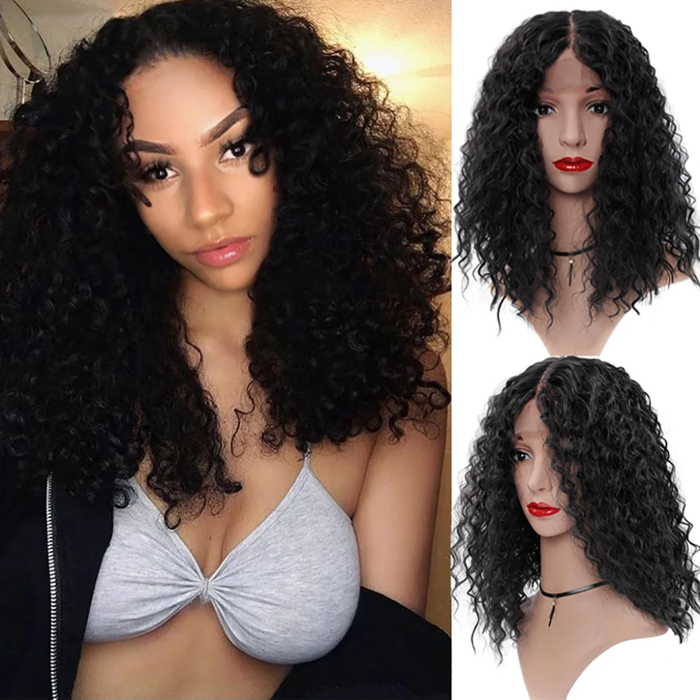 YxCheris синтетический кружевной передний парик 14 дюймов короткие волосы курчавые