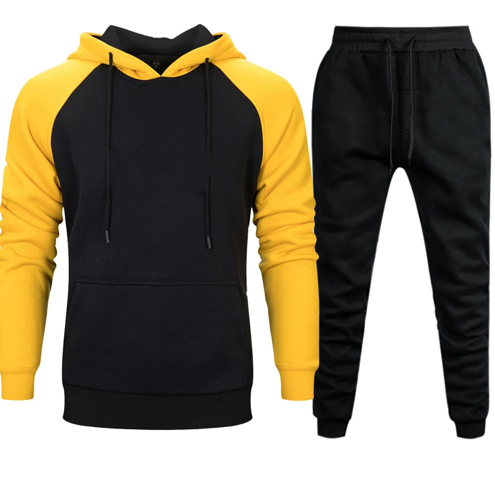 One piece Аниме мужские Комплекты Толстовки штаны Череп Луффи толстовка с капюшоном штаны Осень Зима повседневные 2 шт Спортивные Штаны Толстовка - Цвет: yellow black