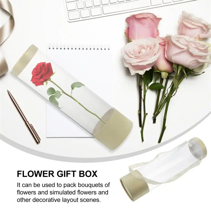 

1pc Flower Gift Box Long Tube Flower Bouquet Packaging Box PVC Packaging Box