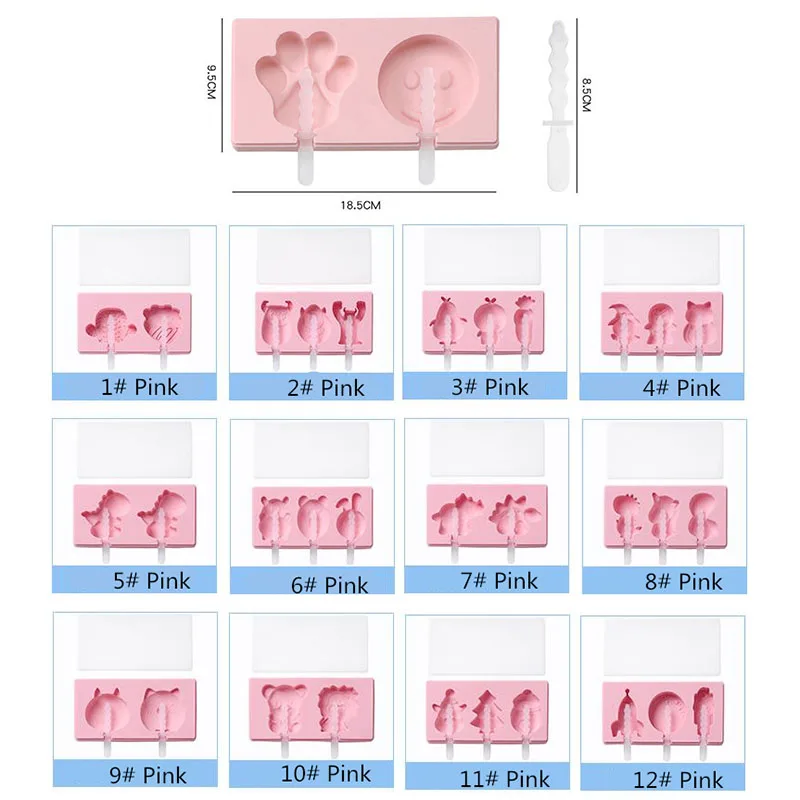 

DIY Ice Cream Mold Food Grade Silicone Cartoon Fruit Shape Ice Molds Kitchen Accessories Dinosaur Unicorn Rocket Popsicle Mold