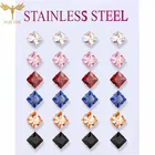 12 пар, Разноцветные серьги-гвоздики из нержавеющей стали