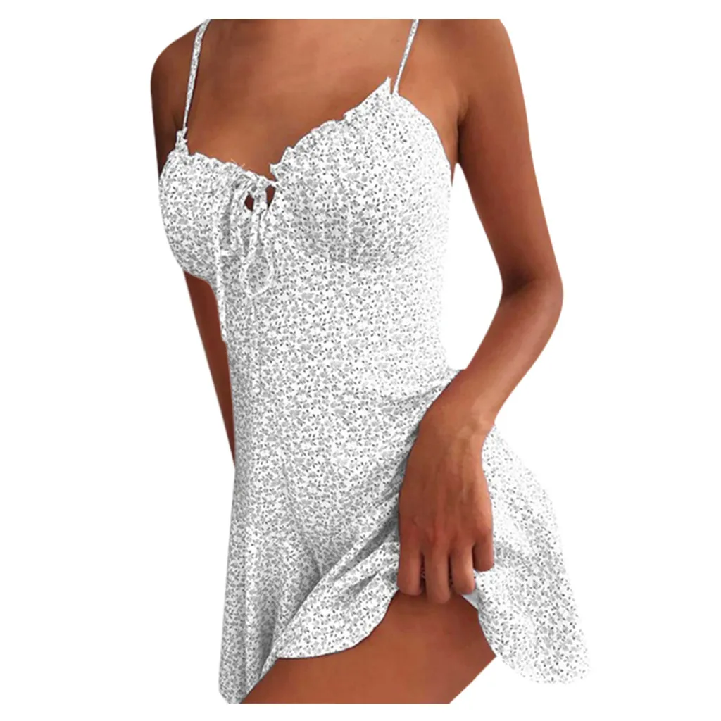 Сексуальное летнее платье женская Цветочный принт мини платья а силуэта с v