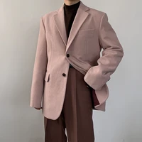 2021 lotus root pink korean temperament coat two buttons casual mens suit blazers lovers suit