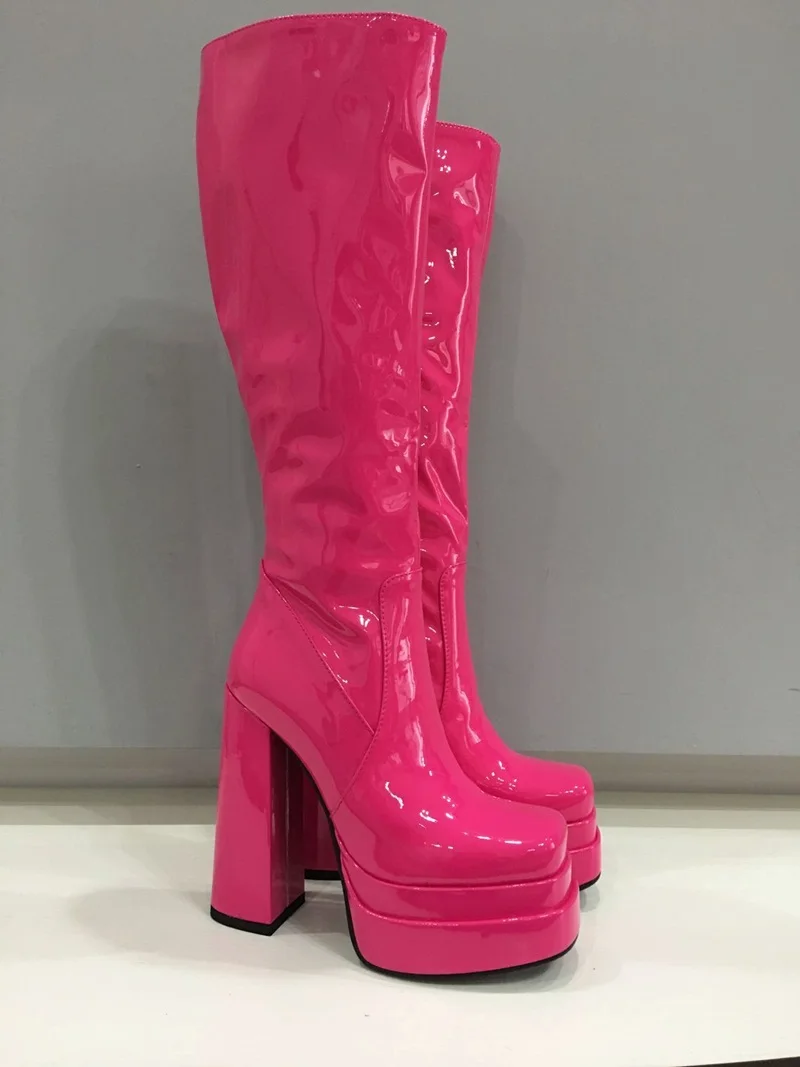 

INS New 2021 Microfiber Leather Knee High Boots For Women Autumn Winter Sexy High Heels Dress Party Stretch Boots Big Size 35-42