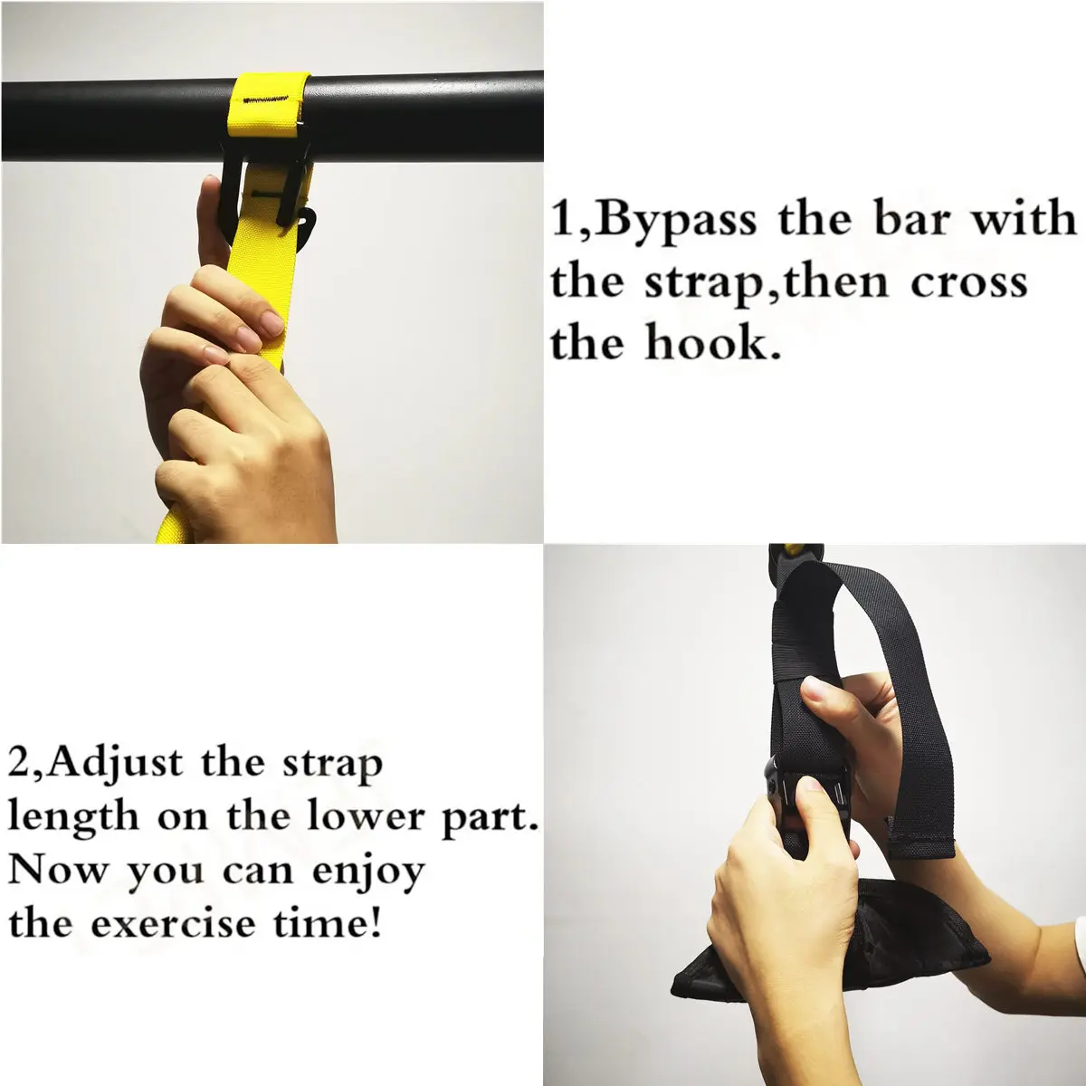 

1 Pair Adjustable Ab Slings Straps with Handle for Heavy Duty Abdominal Muscle Building Core Strength Training Gym Equipment