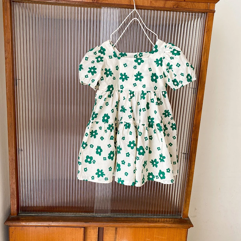

Keelorn Baby Girls Casual Dresses 2021 New Summer Korean Fashion Kids Flower Print Costumes Children Elegant Clothing 2-6Y
