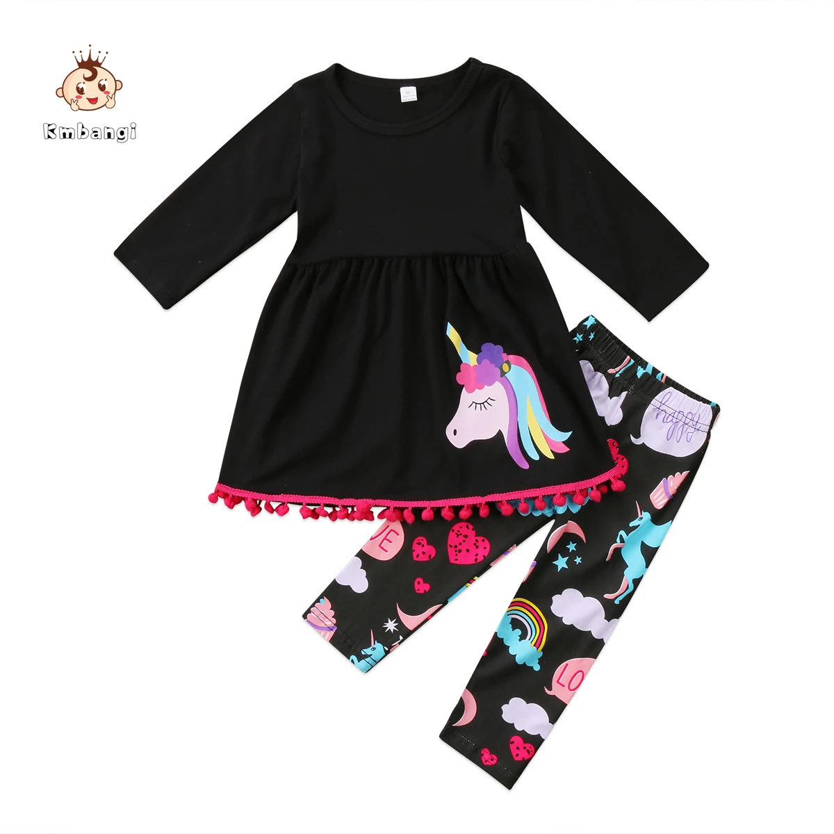 Комплект из 2 предметов для маленьких девочек одежда Рог единорога младшего