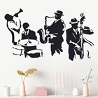 Наклейка на стену в стиле джаз, саксофона, инструмента, музыкального проигрывателя, художественная виниловая наклейка на стену в виде барабана, баса, виниловая роспись, аксессуар