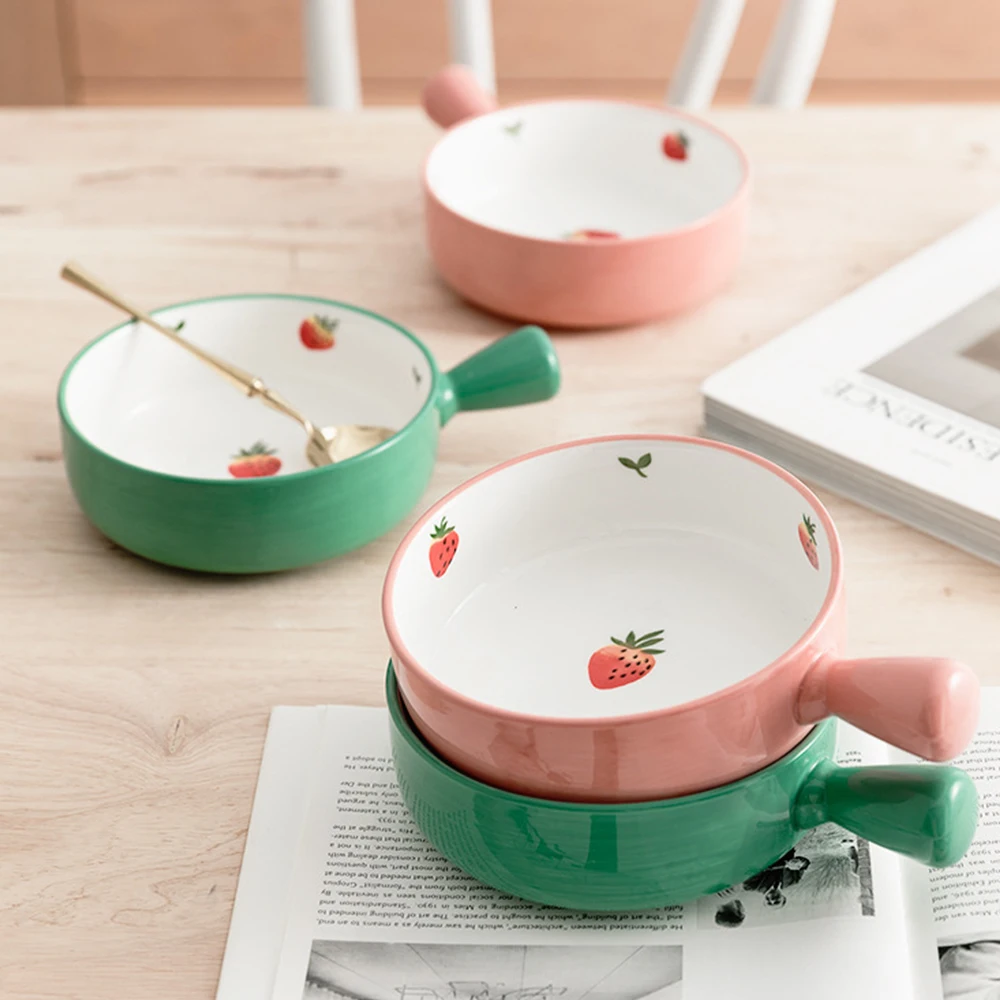 Креативная керамическая миска в скандинавском стиле с ручкой простая Бытовая