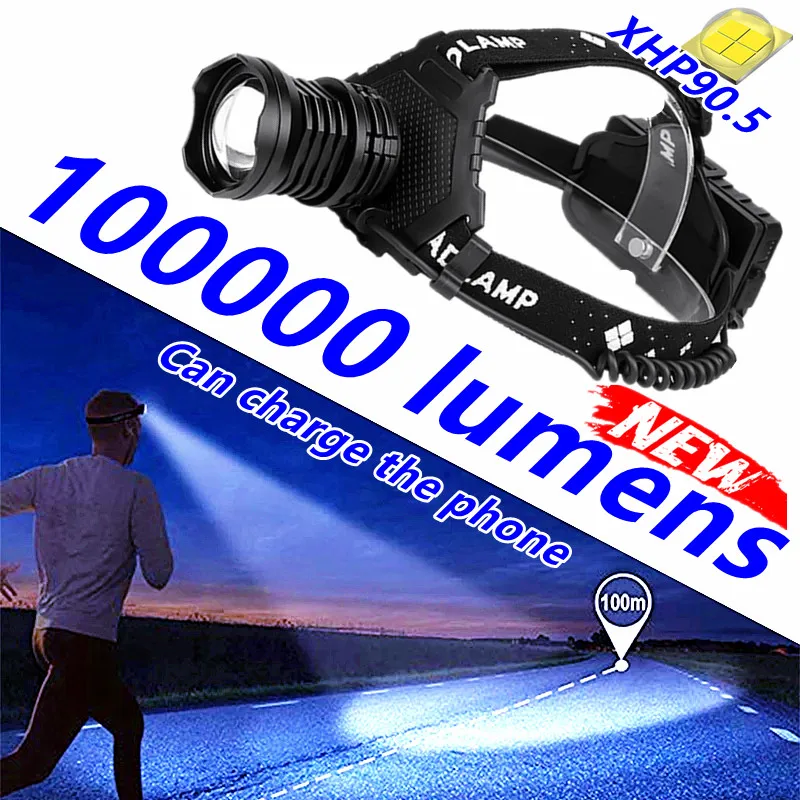 

100000 LM XHP90.5 LED Headlamp Super Powerful Headlight USB 18650 Rechargeable XHP70 Head Flashlight XHP50.2 Hunting Head Torch