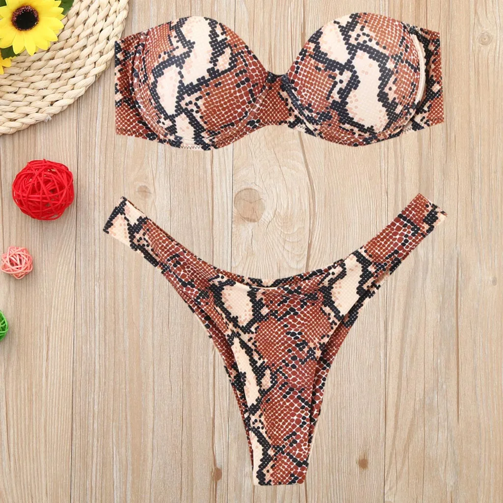Женские купальники размера плюс с принтом винтажный купальник бикини пуш апом из
