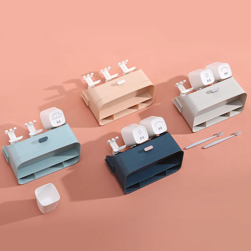 

Wall-mounted Simple Toothbrush Holder Punch-free Toilet Cup Holder Mouthwash Cup Holder Kitchen Bathroom Storage Rack