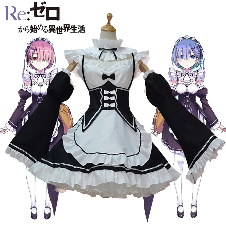 

Ram Rem Cosplay Maid Dress Anime Re Zero Kara Hajimeru Isekai Seikatsu Cosplay Costumes Wig Party Dresses Maid Costume For Women
