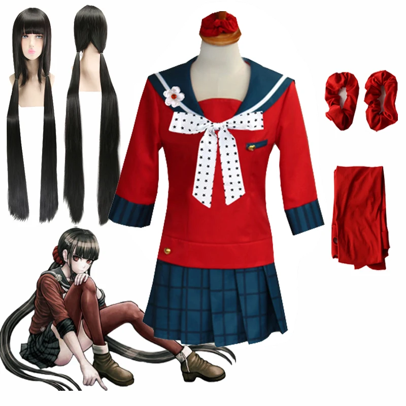 

6 шт. Danganronpa V3 Killing Harmony Harukawa Maki школьная форма косплей костюм и парик 150-XXL