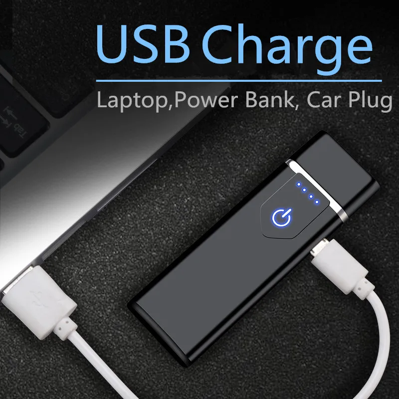Двойная дуга электронная сигарета зажигалка USB перезарядка ветрозащитные беспламенные электрические зажигалки металлическая плазменная Зажигалка для сигар для мужчин подарок