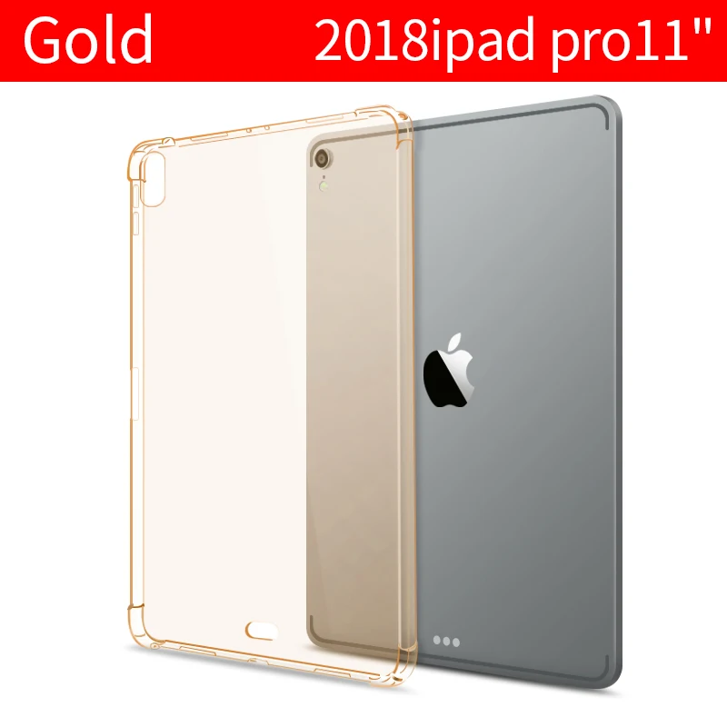 Чехол для iPad Pro 12," 11" 4 угловой противоударный прозрачный чехол тонкий силиконовый мягкий ТПУ чехол для планшета funda coque - Цвет: pro11-Gold
