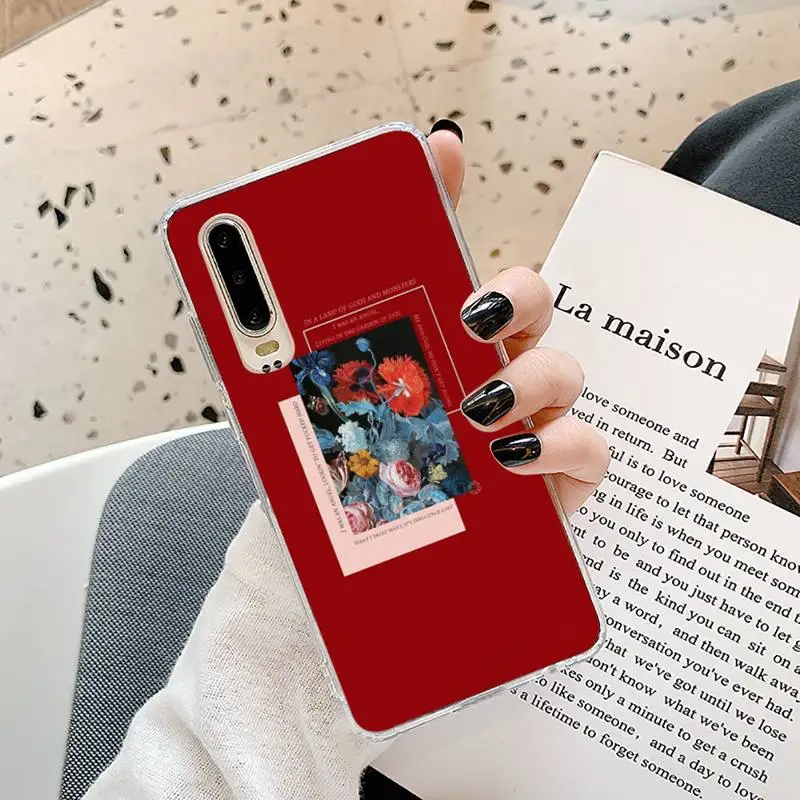 

art prints blooming flowers Phone Case Transparent for Samsung A71 S9 10 20 HUAWEI p30 40 honor 10i 8x xiaomi note 8 Pro 10t 11