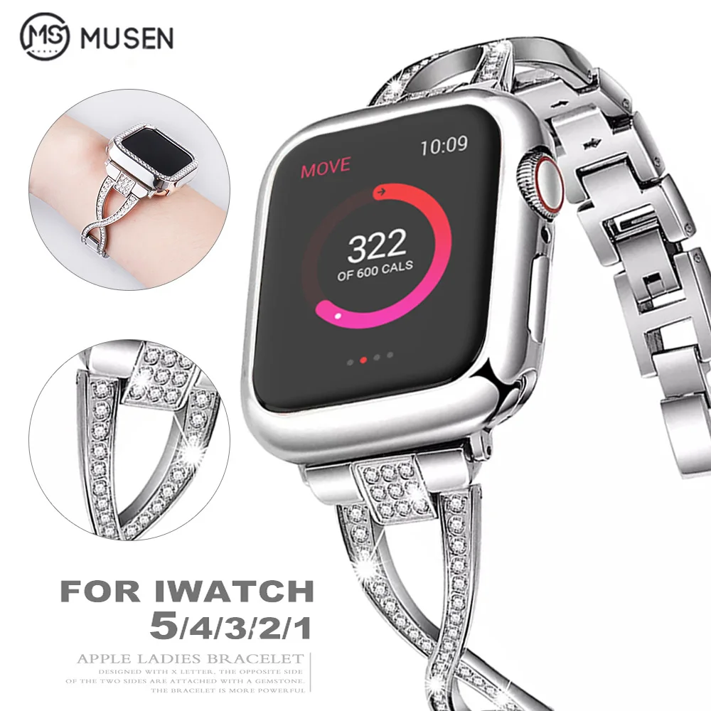 

Ladies Diamond Bracelet + Case For Apple Watch SE iwatch strap 7654321 Series 40mm 44mm 38mm 42mm Smart Watch Bracelet 41mm 45mm
