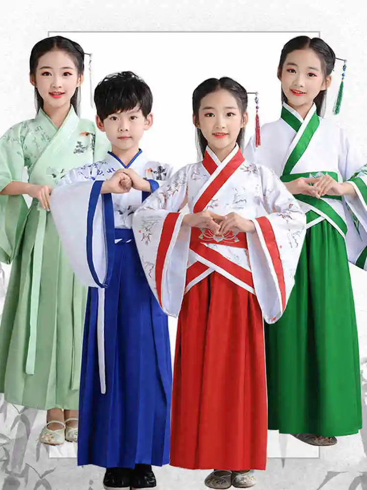 Детский наряд ханьфу для девочек 'Skirts мальчики школьная униформа костюмы Супер