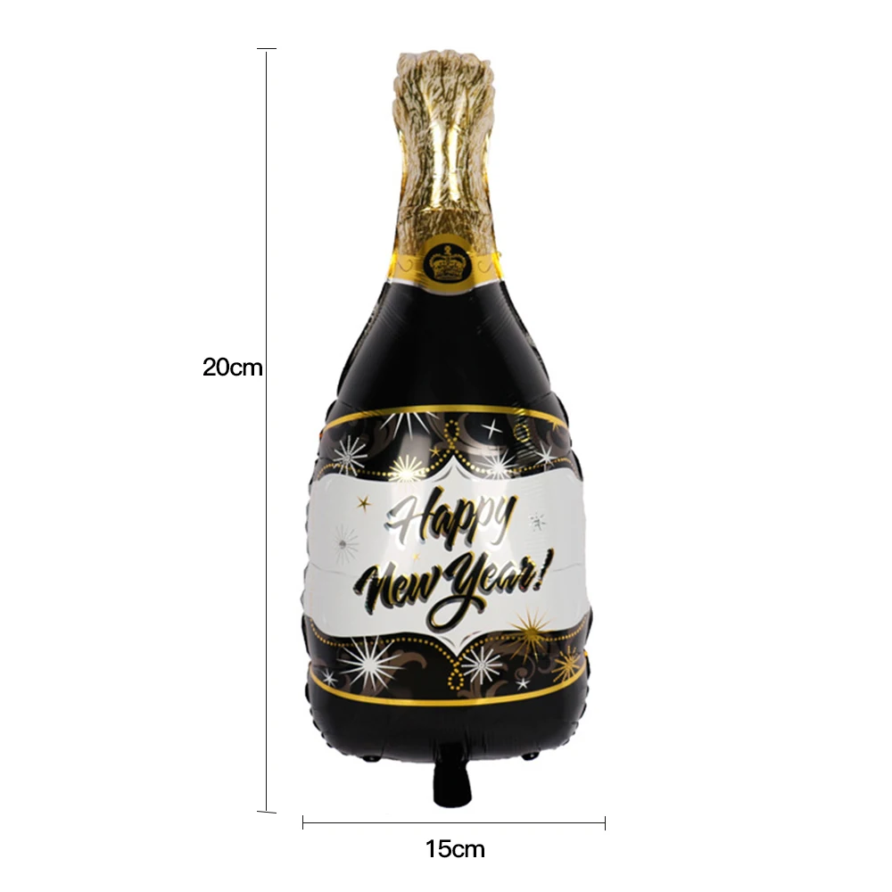 hotHappy New Year Foil Balloons 18inch Black Bottle Helium Globos Party Supplies Merry Christmas Decor Ballon | Дом и сад