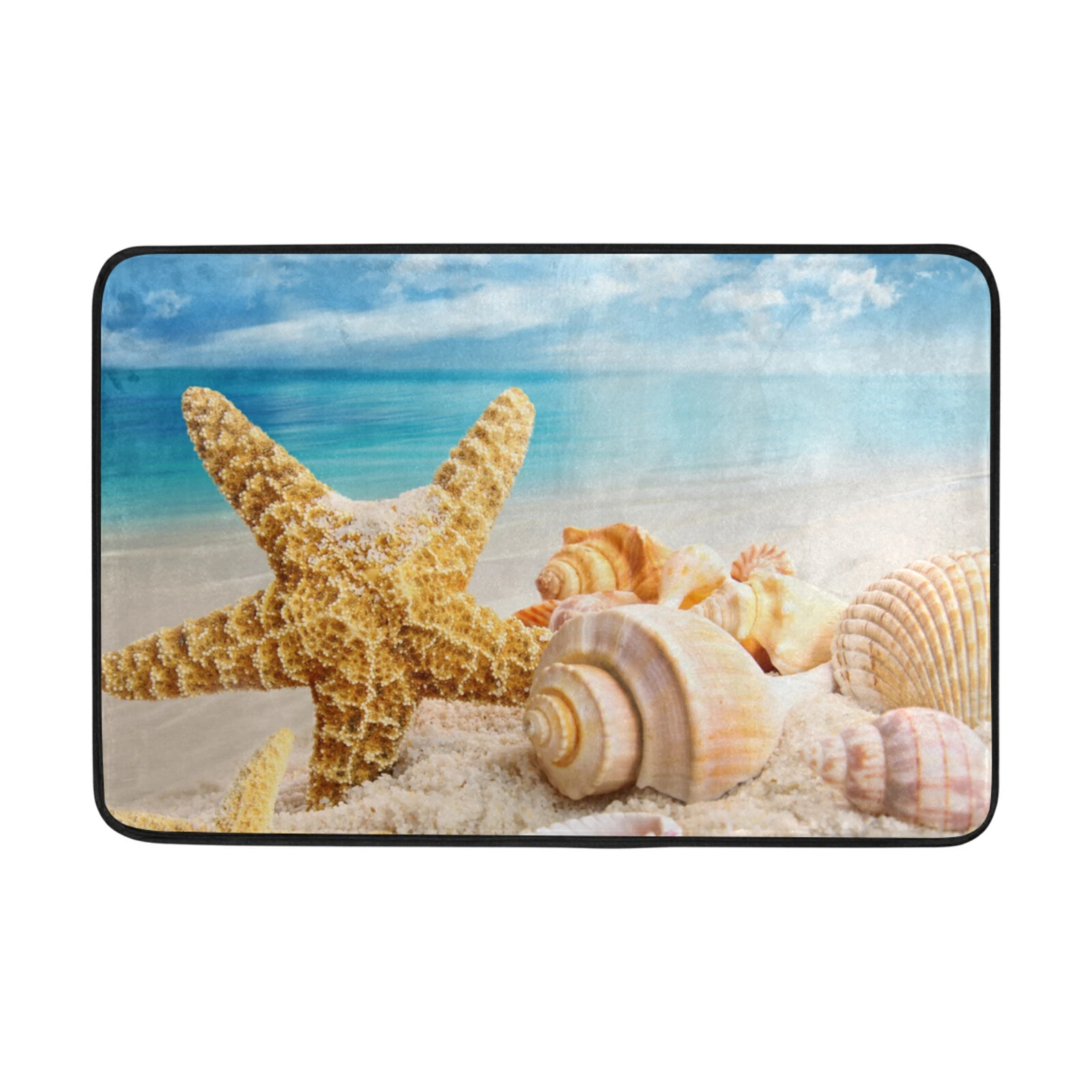 

Shell Sea Welcome Mat Entrance Doormat Bathroom Kitchen Nordic Beach Starfish Carpet Waterproof Non-Slip Floor Mat Rug 40*60 cm