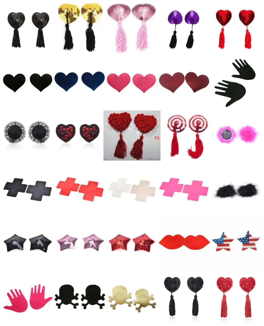 1 Pair Sex Product Sexy Sequin Nipple Covers With Tassels Heart Shape Stickers Pasties Wholesale Chest | Женская одежда