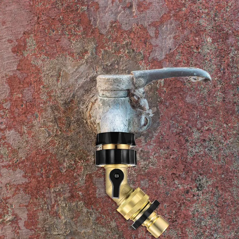 

2 Pieces Ball Brass Shut Off Valve Gooseneck Garden Hose Connector and 2 Pieces 3/4 Inch Fitting Garden Hose Quick Connector Mal