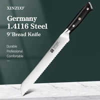 xinzuo 9%e2%80%98%e2%80%99 inches bread knife germany 1 4116 steel slicer cutter cutting cake baguette stainless steel kitchen bakery tools