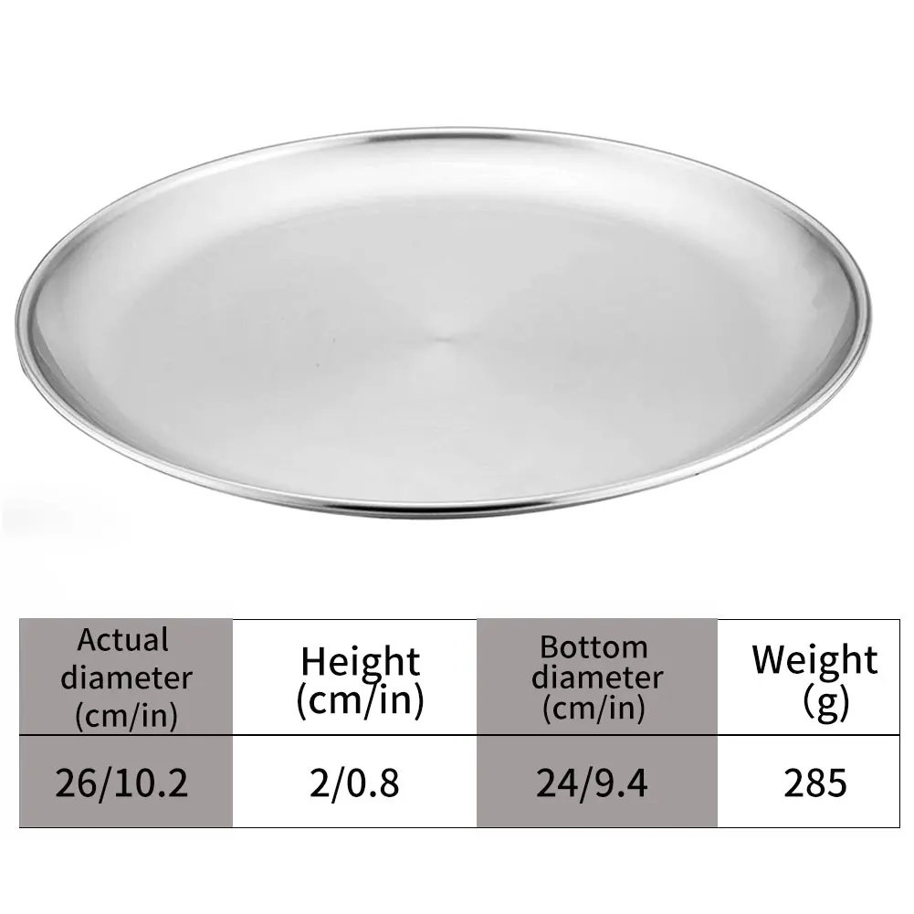 

Stainless Steel Dinner Plates Restaurant Gold Serving Tray Round Dessert Cake Snack Dishes Silver Storage Plate Korean Cutlery