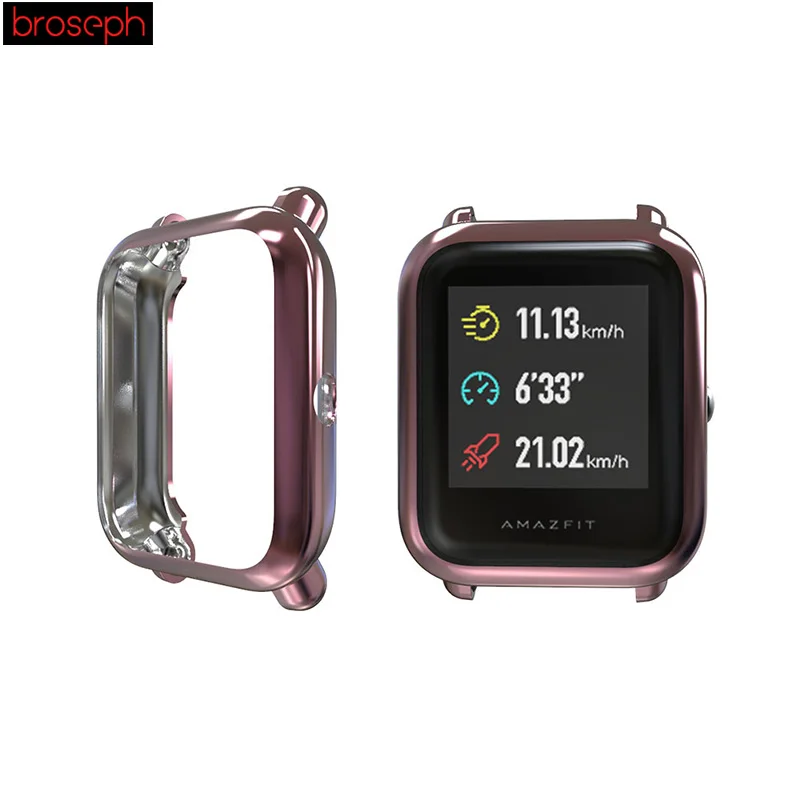 Pink Мягкий ТПУ защитный чехол для Amazfit Bip защита экрана полный охват часы бампер Смарт часы аксессуары - Цвет: Pink
