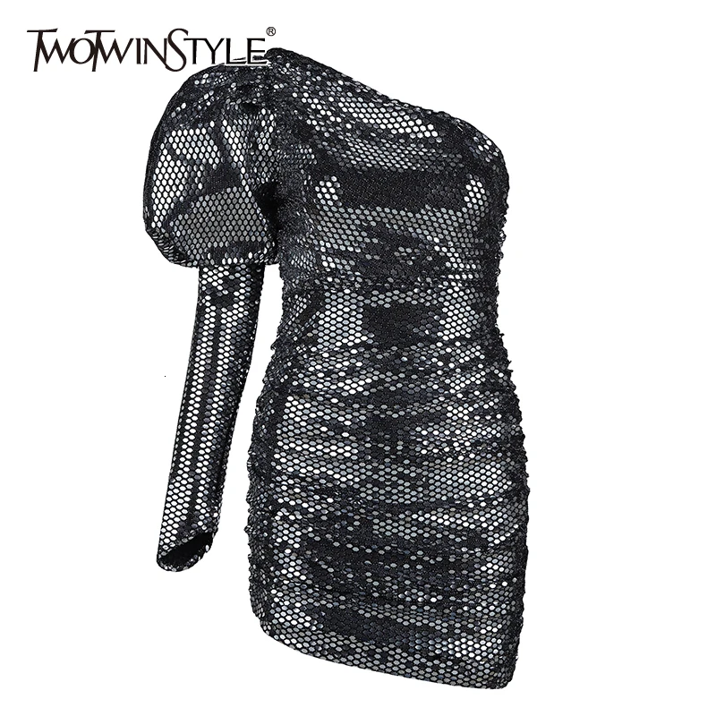 TWOTWINSTYLE Sext вечерние платье для Для женщин без бретелек на одно плечо с пышным