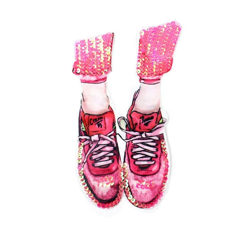 

cute pink shoes multicolor bead piece buiter clothing decorative embroidery embroidery T-shirt diy repair sequins