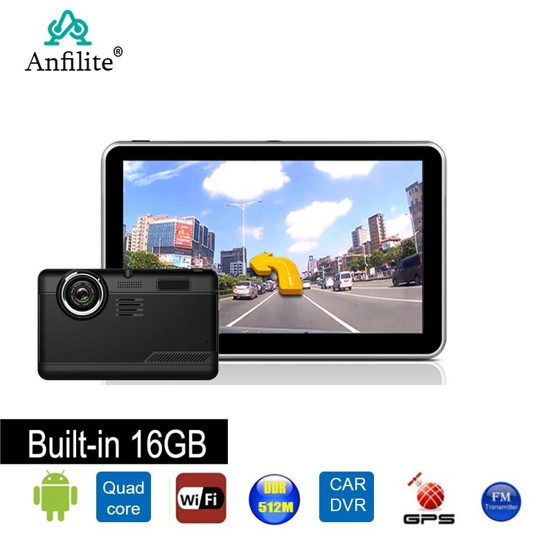 Anfilite 7 дюймовый емкостный телефон Android GPS навигация Full hd 1080P видеорегистратор