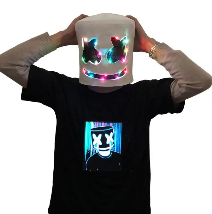 Диджей светодиодная маска зефира для лица светящаяся латексная вечеринки