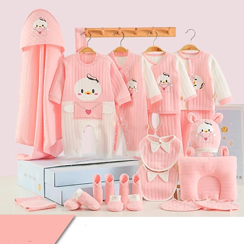 

2021 New Newborn Cotton Clothes Suit Autumn And Winter Children's Print Warmth Fashion Baby Full Moon Supplies Without Box XB82