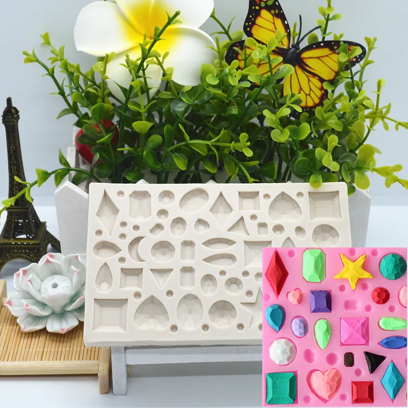

Rhombus Square Gems Resin Mold Cake Chocolate Lace Decoration DIY Dessert Candy Pastry Fondant Silicone Mold Kitchen Baking Tool