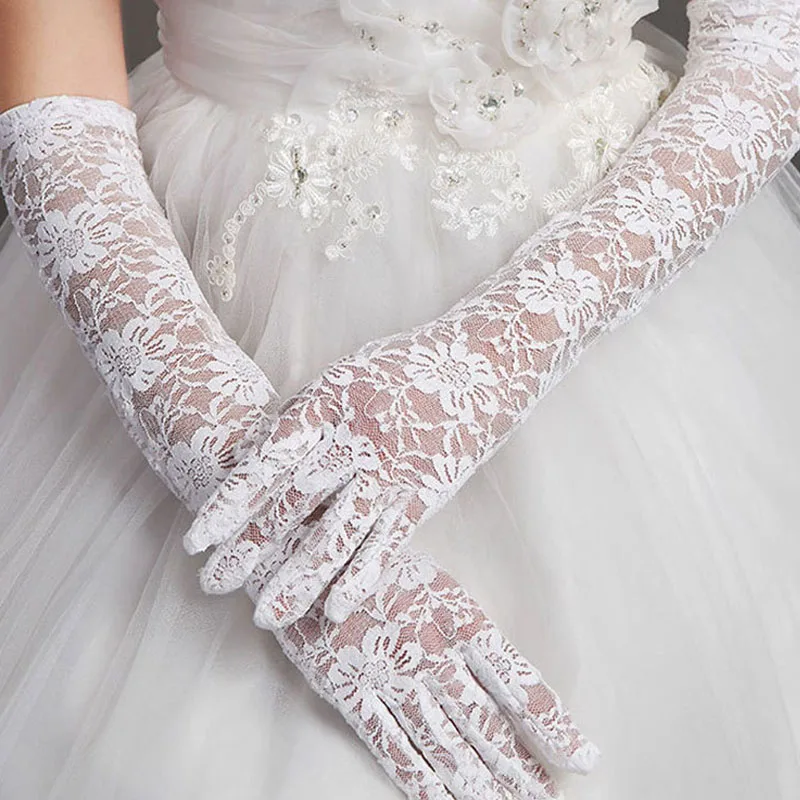 

Long lace bridal gloves finger wedding hand sleeves wedding dress gloves sunscreen gloves lace gloves