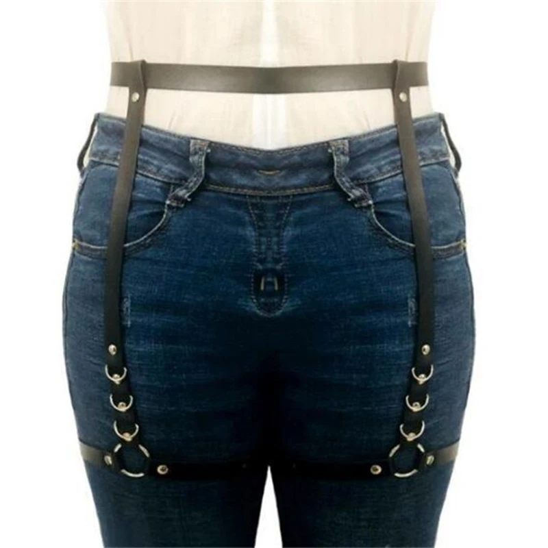 Пикантные кожаные подвязки в стиле Харадзюку ручной работы с бантом панк и