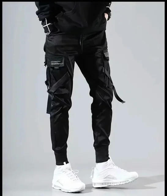 2021 Ribbons Men Jogger Sweatpants Men's Cargo Pants Streetwear Hip Hop  Casual Black Harem Pants Male Harajuku Fashion Trousers - Casual Pants -  AliExpress