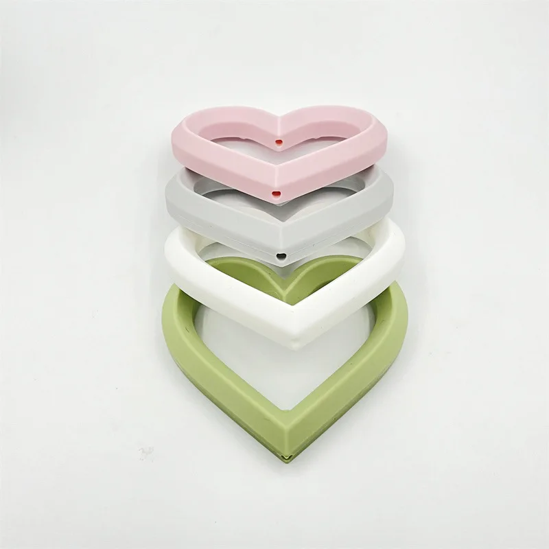Kissteether-Cuentas de silicona con forma de coraz&oacute;n para beb&eacute;, collar mordedor, sin BPA, de grado alimenticio, accesorios para fabricaci&oacute;n de joyas-3