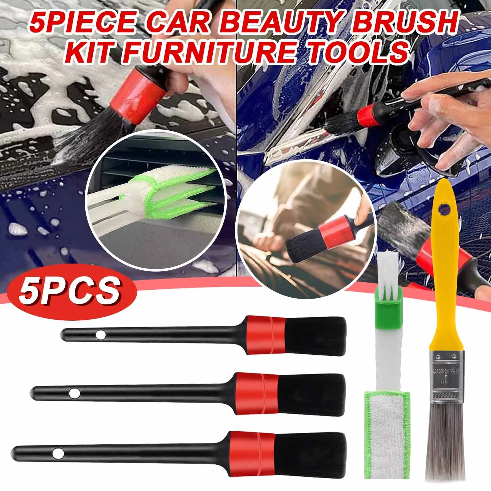 5 шт. Пластик круглая щетка для автомобиля Красота деталь чистки автомобилей