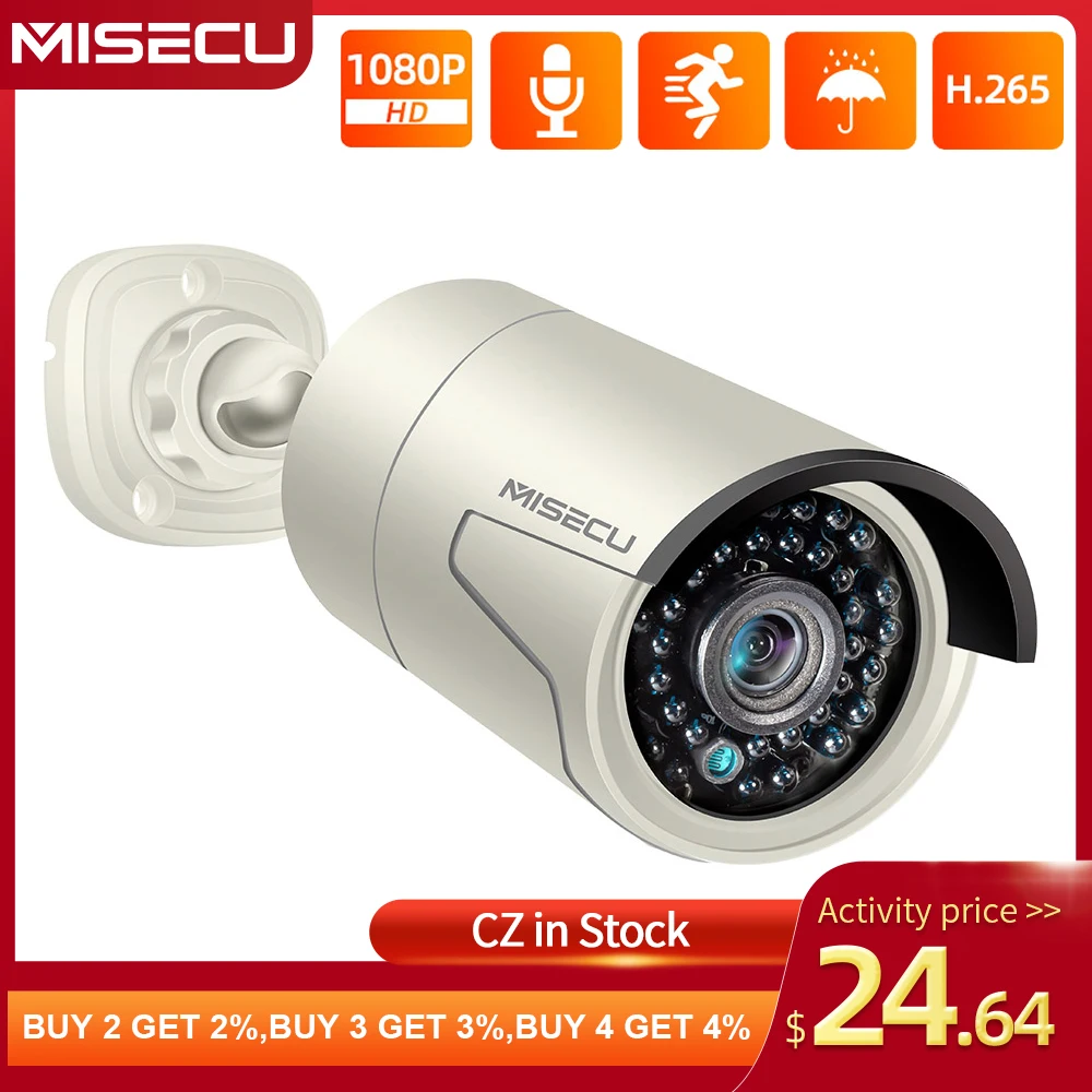 IP камера MISECU HD 1080P POE с записью звука уличная Водонепроницаемая безопасности для