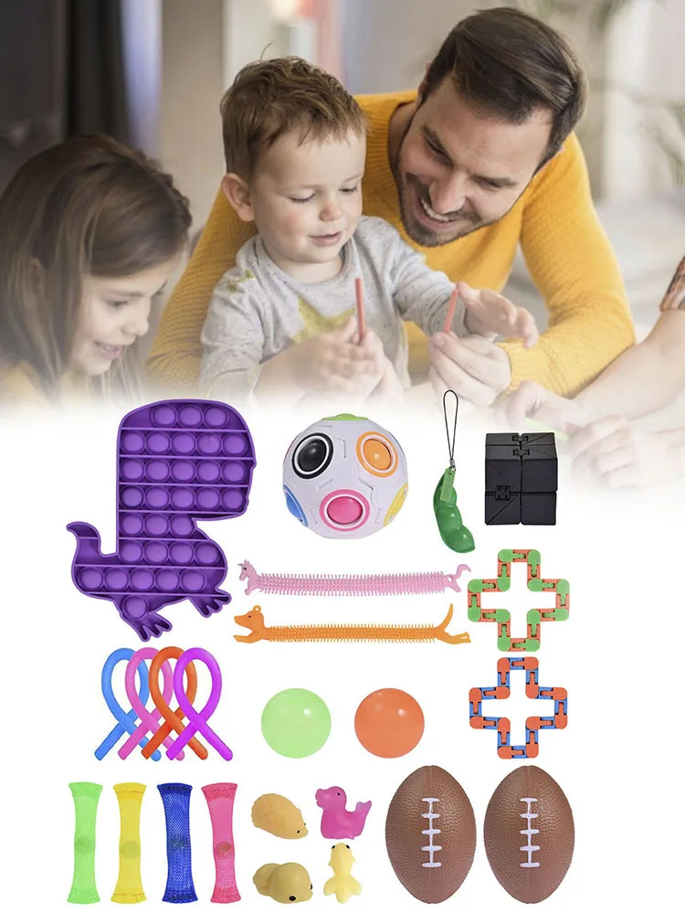 

24PCS Decompression Fidget Toys Sensory Fidget Toy Set Antistress Relief Autism Anxiety Anti Stress Pop Bubble For Kids Adults