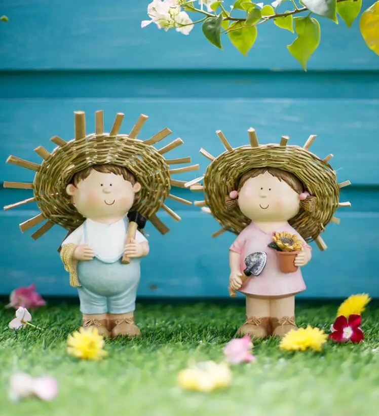 Пасторальная соломенная шляпа детские персонажи украшения из смолы мебель для