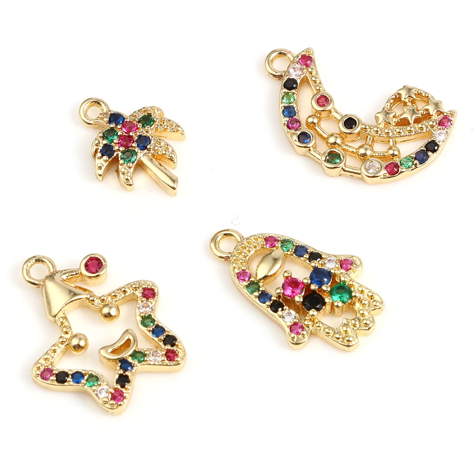 

Fashion Multicolour Cubic Zirconia Star Charms Pendant For Necklace Making Gold Plated Clear Cubic Zirconia Pendant Bracelet