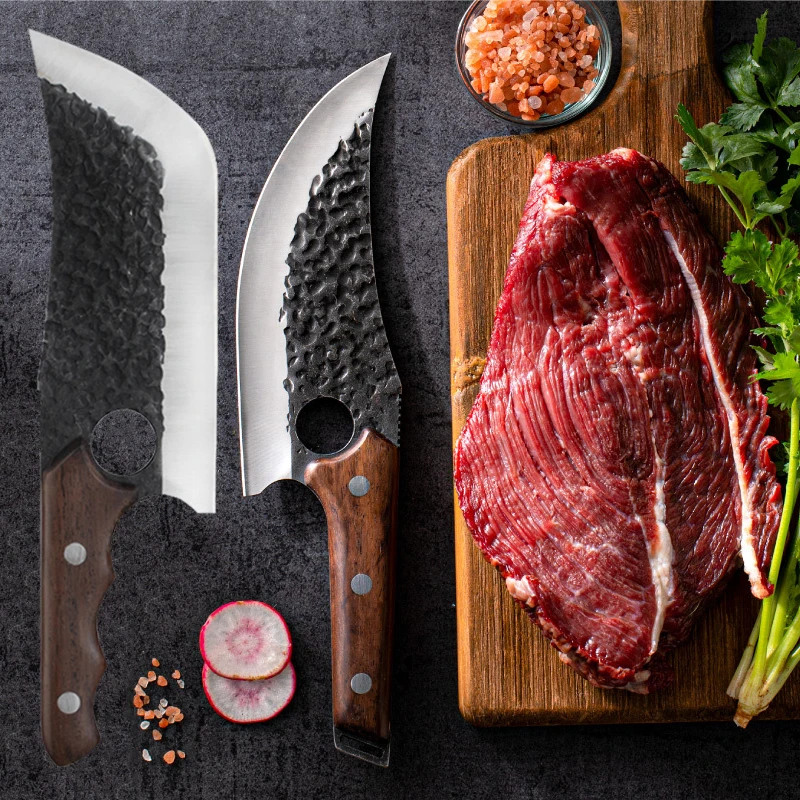

Ручной работы, нож для резки мяса, нож для скрепления рыбы, портативный нож для убоя кожи, измельчитель для уличного мясника, изогнутые ножи