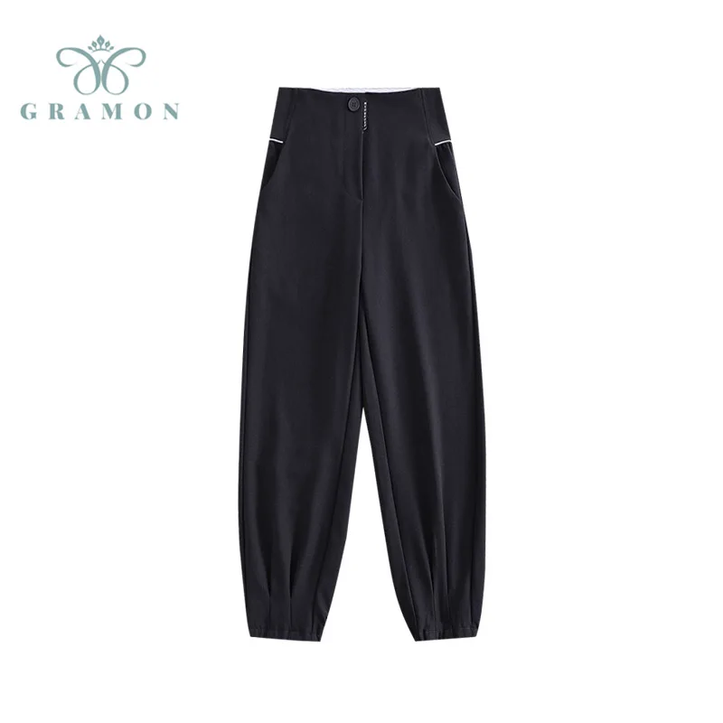 Pants For Women Oversize 2021 New Korean Elastic High Waist Wide Leg Casual Loose Trousers Basics Al