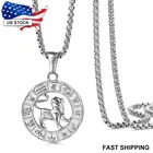 12 знаков зодиака, подвеска, ожерелье для женщин серебряного цвета из нержавеющей стали, созвездия, ожерелья, подвески круглой формы LKP656